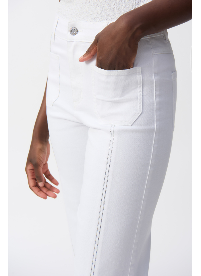 Joseph Ribkoff 251901 Białe spodnie zdobione dżetami