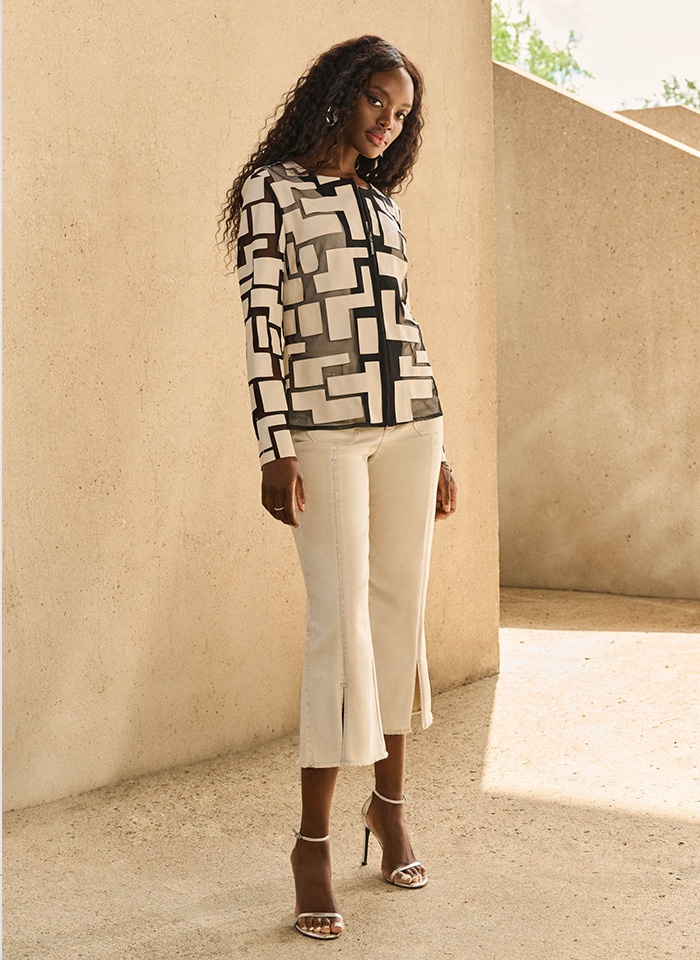 Joseph Ribkoff 251901 Spodnie kuloty zdobione dżetami beż/avocado/brąz