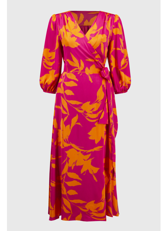 Joseph Ribkoff 251906 Satynowa wiązana sukienka w kwiaty