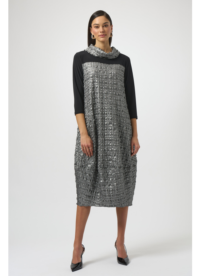 Joseph Ribkoff 254057 sukienka czarno-grafitowa z półgolfem