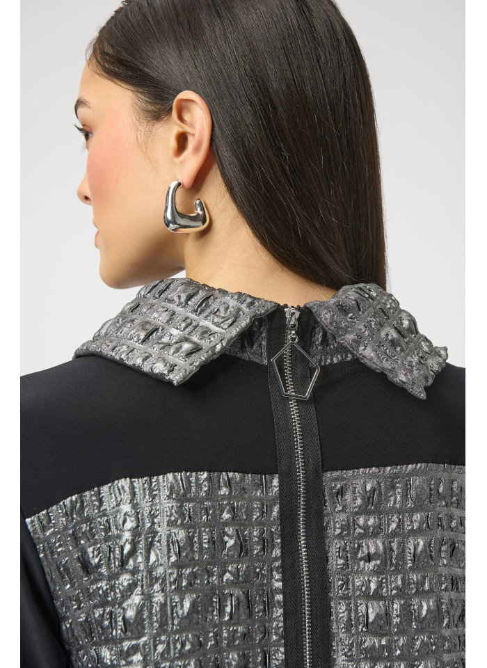 Joseph Ribkoff 254057 sukienka czarno-grafitowa z półgolfem