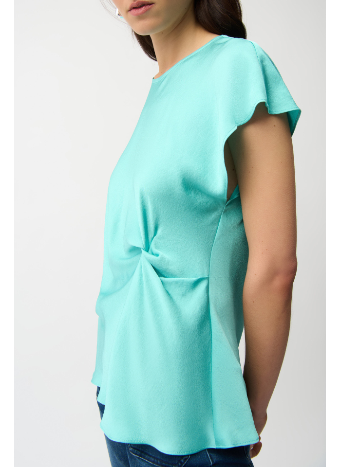 Joseph Ribkoff 261149 Satynowa bluzka z efektownym podpięciem w talii.