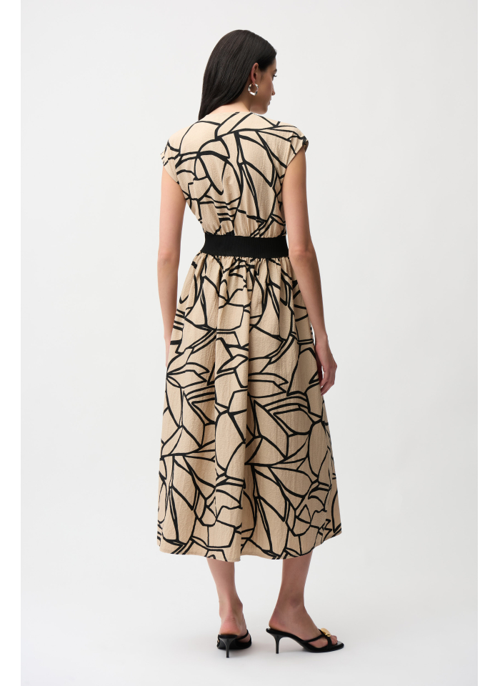 Joseph Ribkoff 261163 Beżowa sukienka w czarne wzory