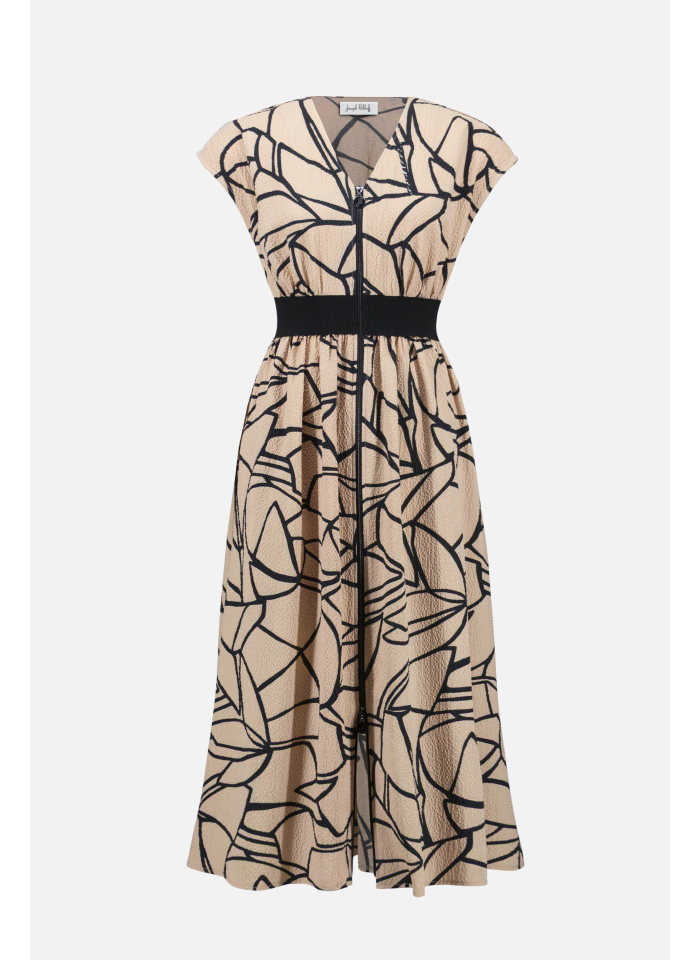 Joseph Ribkoff 261163 Beżowa sukienka w czarne wzory