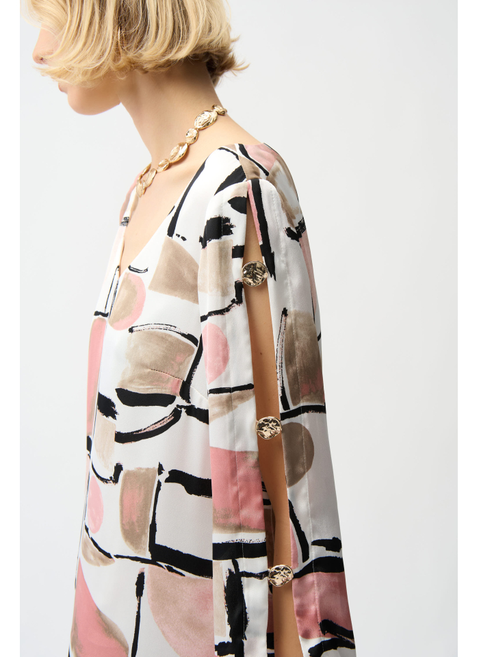 Joseph Ribkoff 261258 Satynowa sukienka w odcieniach różu.