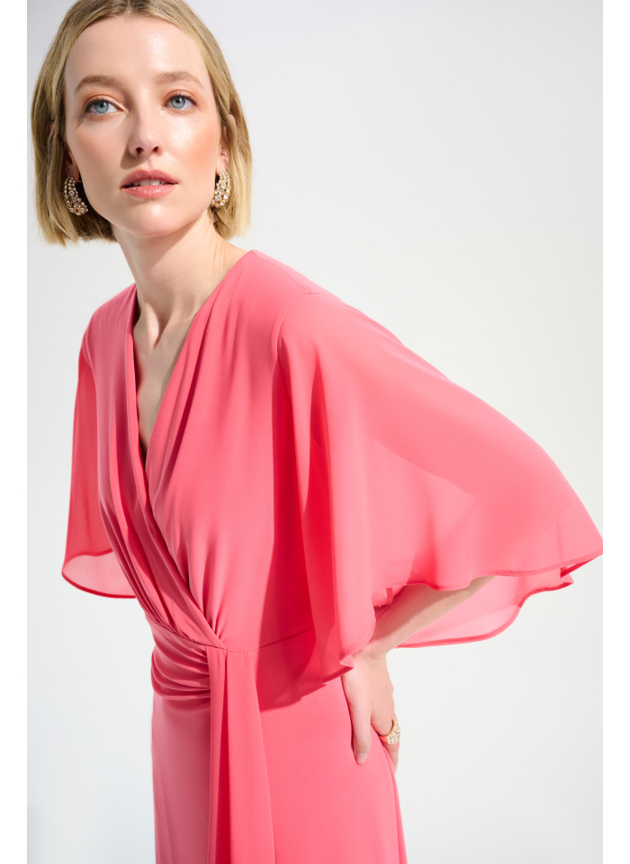 Joseph Ribkoff 261710 Koktajlowa sukienka w koralowym kolorze.