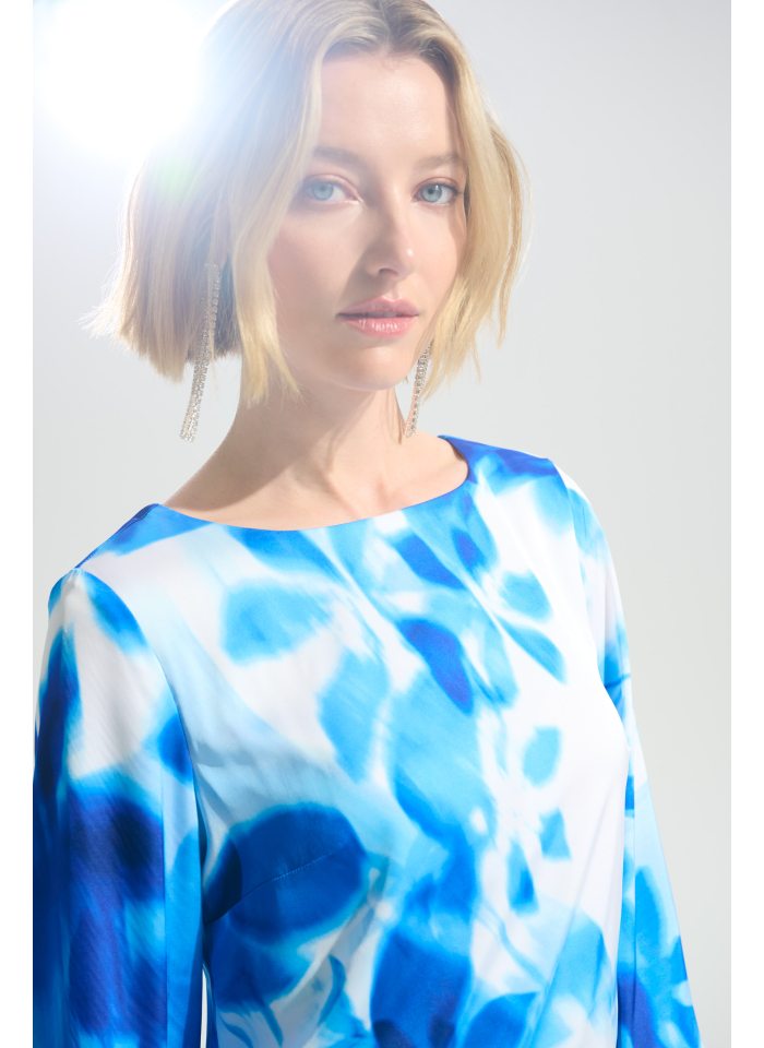 Joseph Ribkoff 261728 Satynowa sukienka z ozdobnym rękawem.