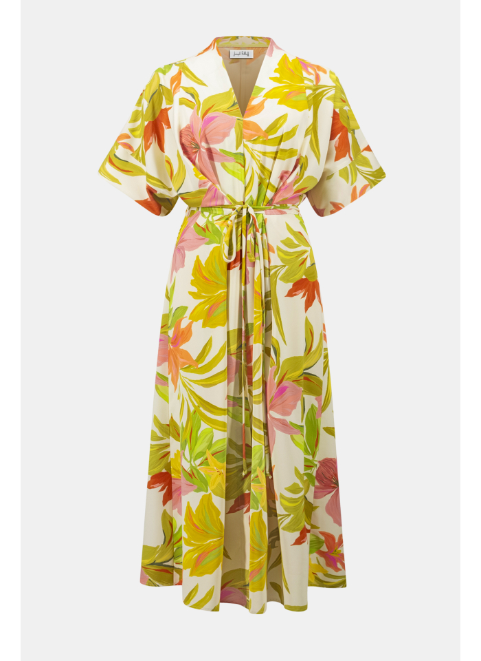 Joseph Ribkoff 262177 Letnia sukienka w kwiaty wiązana w tali.