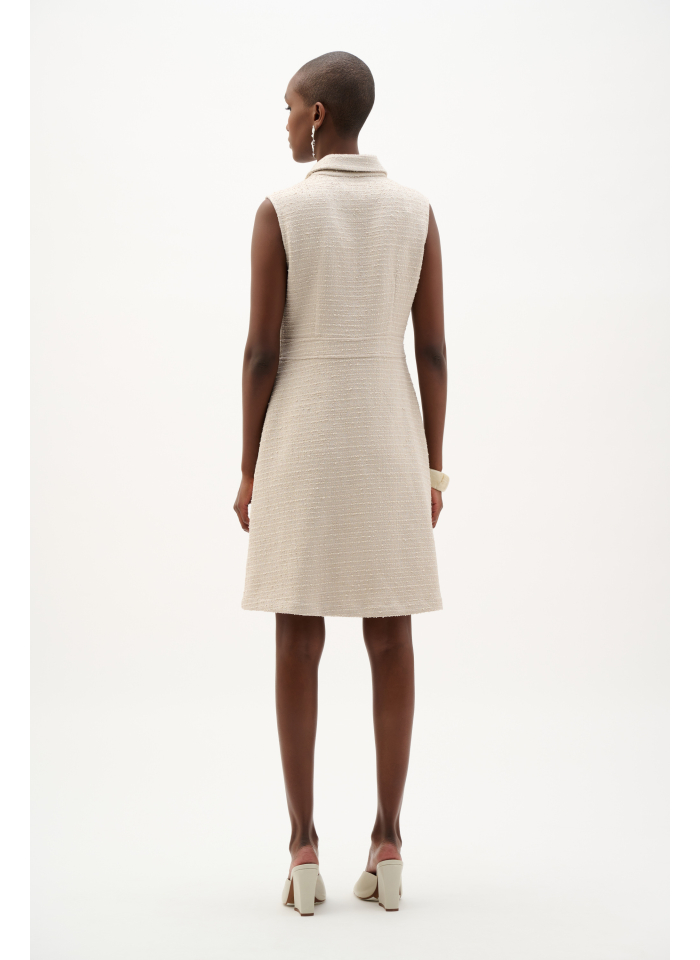 Joseph Ribkoff 262221 Jasno beżowa sukienka bez rękawów z kołnierzem