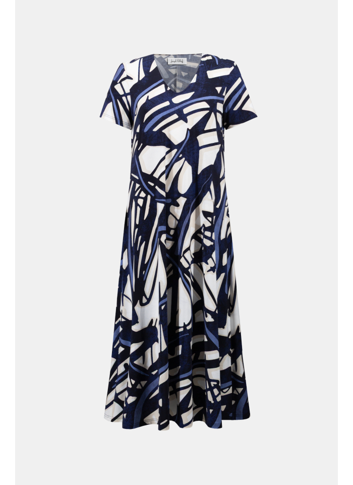 Joseph Ribkoff 262245 Letnia wzorzysta sukienka o długości midi.