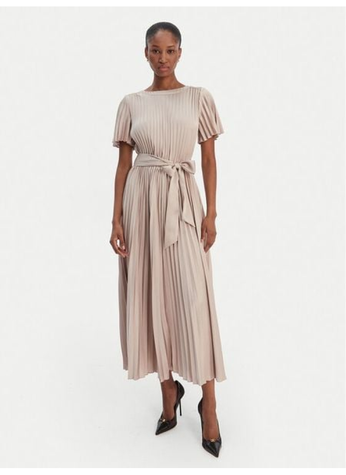 Joseph Ribkoff 261752 Połyskująca sukienka w plisy w kolorze beżowym