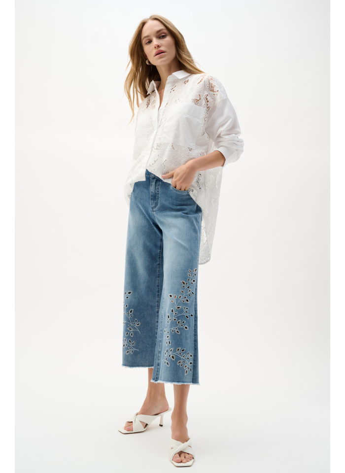 Joseph Ribkoff 262915 jeasowe kuloty subtelnie zdobione haftem i dżetami